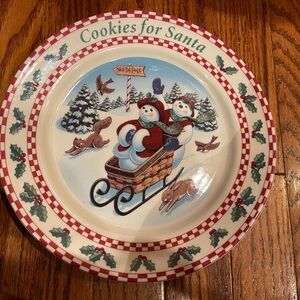 Longaberger Cookies for Santa Plate (9”) Sleigh Belle & Chilly Snowmen Beautiful